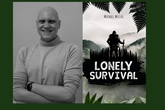 Autorenportrait Michael Meiser und Buchcover Lonely Survival