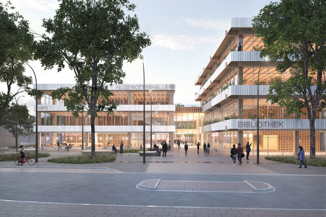 Rendering eines neuen Kultur-und Bildungszentrums in Neu-Isenburg