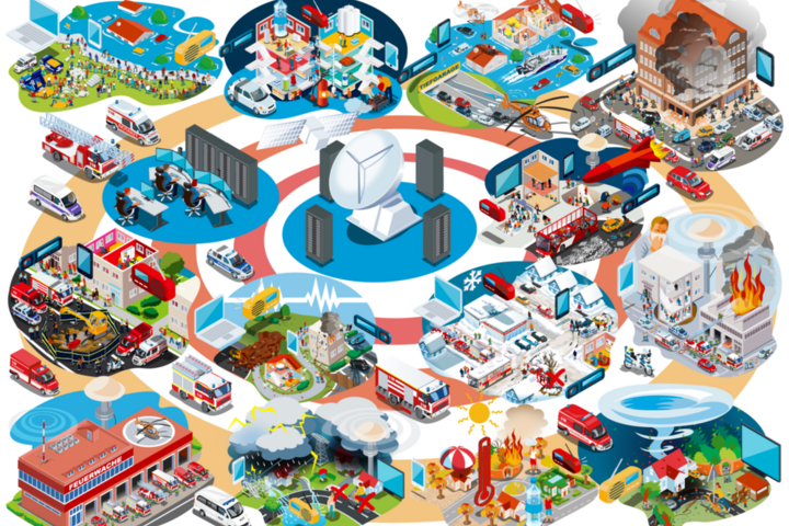 Illustration des bundesweiten Warnsystems NINA