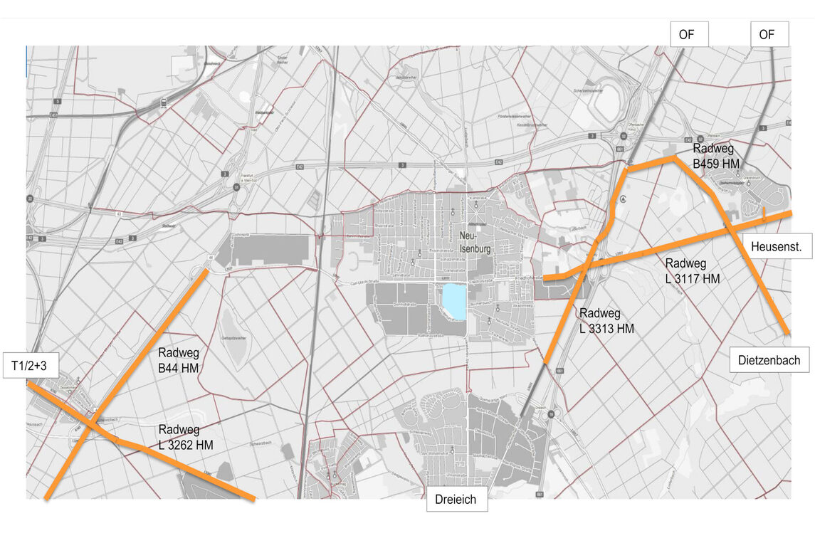 Radwegprojekte von Hessen Mobil in Neu-Isenburg
