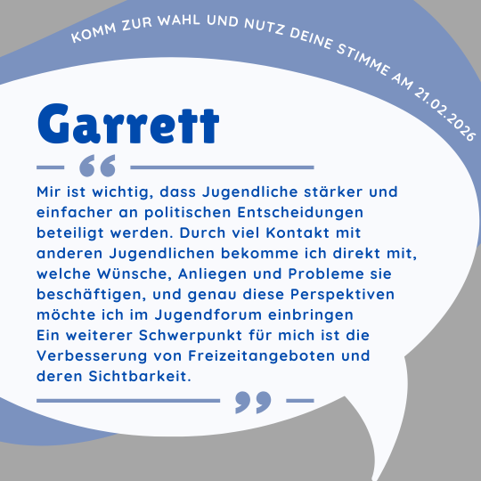 Kurzvorstellung Garrett Bewerbung Jugendforum