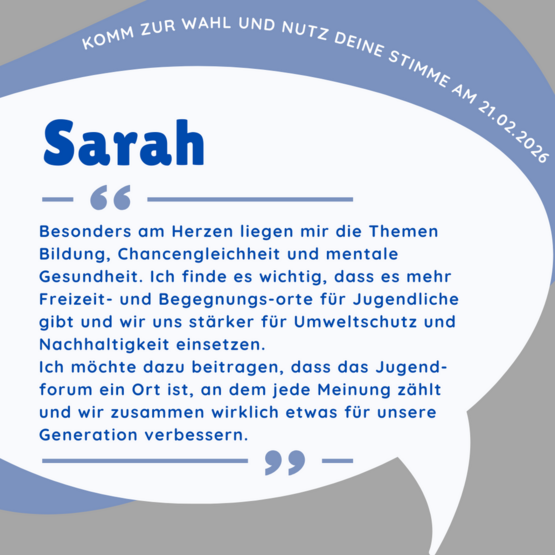Kurzvorstellung Sarah Bewerbung Jugendforum
