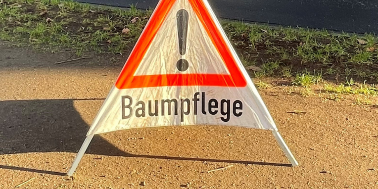 Ein Straßenschild mit der Aufschrift "Baumpflege"