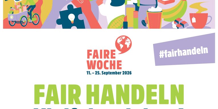 Motto der Wanderausstellung der Fairen Woche „Fair handeln – Vielfalt erleben!“
