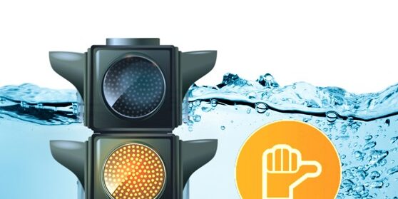 Wasserampel steht auf Gelb