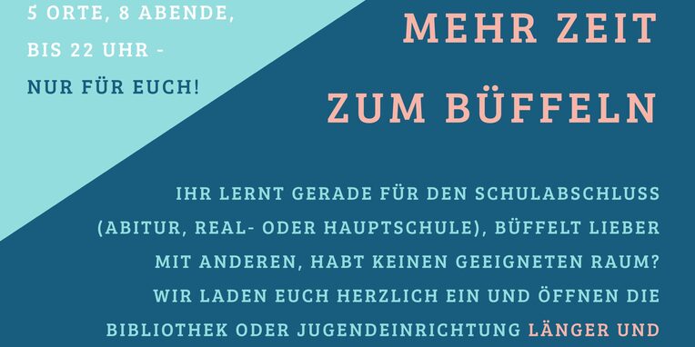 Flyer "Zeit zum Büffeln" an verschiedenen Orten