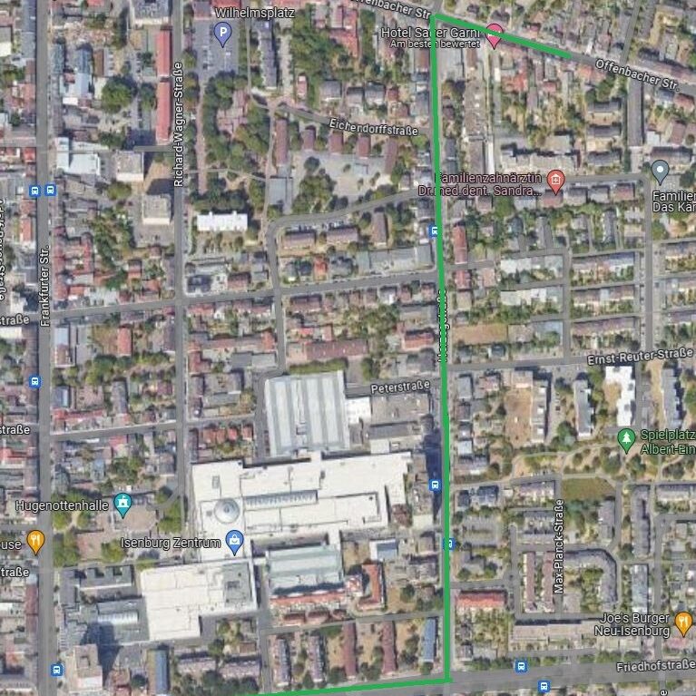 Kartenausschnitt Offenbacher Straße
