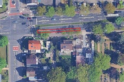 Luftbild des Bauabschnitt 1 in der Friedhofstraße in Höhe Hausnummer 55