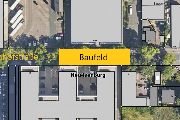 Luftbild Dornhofstraße mit gelber Kennzeichnung des Umbaus der Bushaltestelle