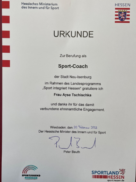 Urkunde Ayse Tschischka