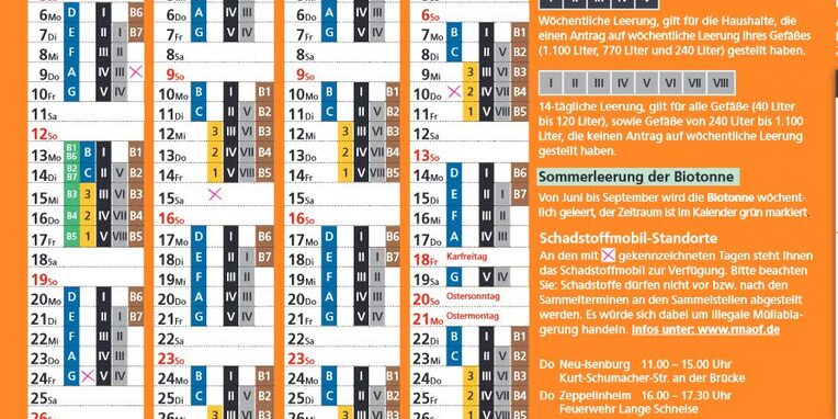 Ansicht Abfallkalender Neu-Isenburg