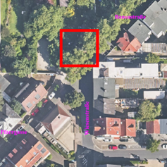 Luftbild Wiesenstraße Kreuzungsbereich Bansastraße in Fahrtrichtung Wiesenstraße/Pfarrgasse